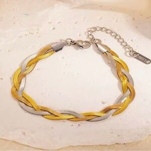 Tricolor Herringbone Braided Bracelet